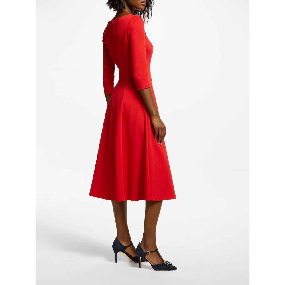 Boden Claudia Ponte Dress, Poinsettia red purple pink sz 14 midi - Picture 5 of 11